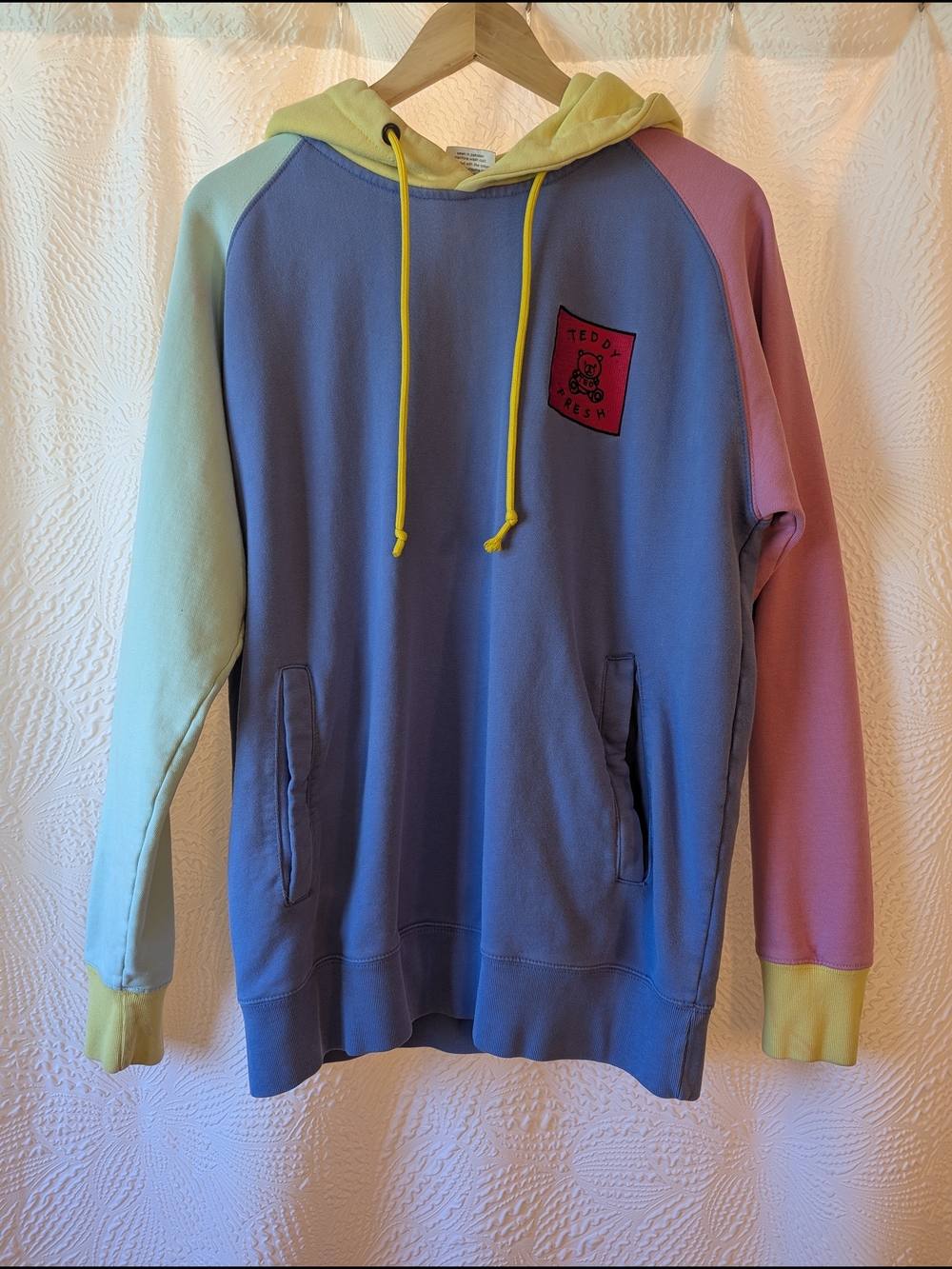 Teddy Fresh Men's Multicolor Pastel Hooded Sweatshirt